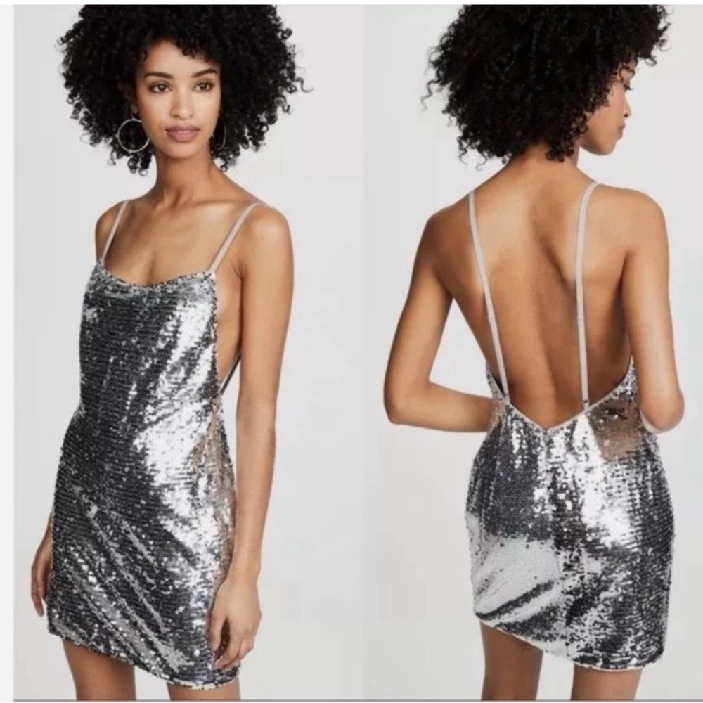 Fame and Partners Silver Sequin Mini Dress